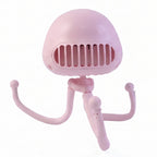 Flexible tripod stand supporting handheld mini fan showing adjustable positioning