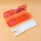 Interior view of the kids' stationery organizer showing spacious dual compartments.