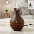 Elegant Mini Wooden Humidifier with ultrasonic mist, perfect for any desk.