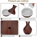 Side-by-side comparison of the Mini Wooden Humidifier from different angles.