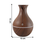 Angled view of the Mini Wooden Humidifier, showcasing its unique wooden vase design.