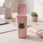 Desk decor pen stand with trash can shape