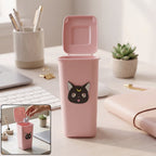 Cute pink mini trash can shape pen stand for desk organization