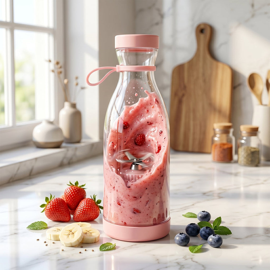 Electric juicer blender in use for blending drinks
