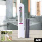 The portable self-squeeze mini mop showcasing its compact design from an angled view.