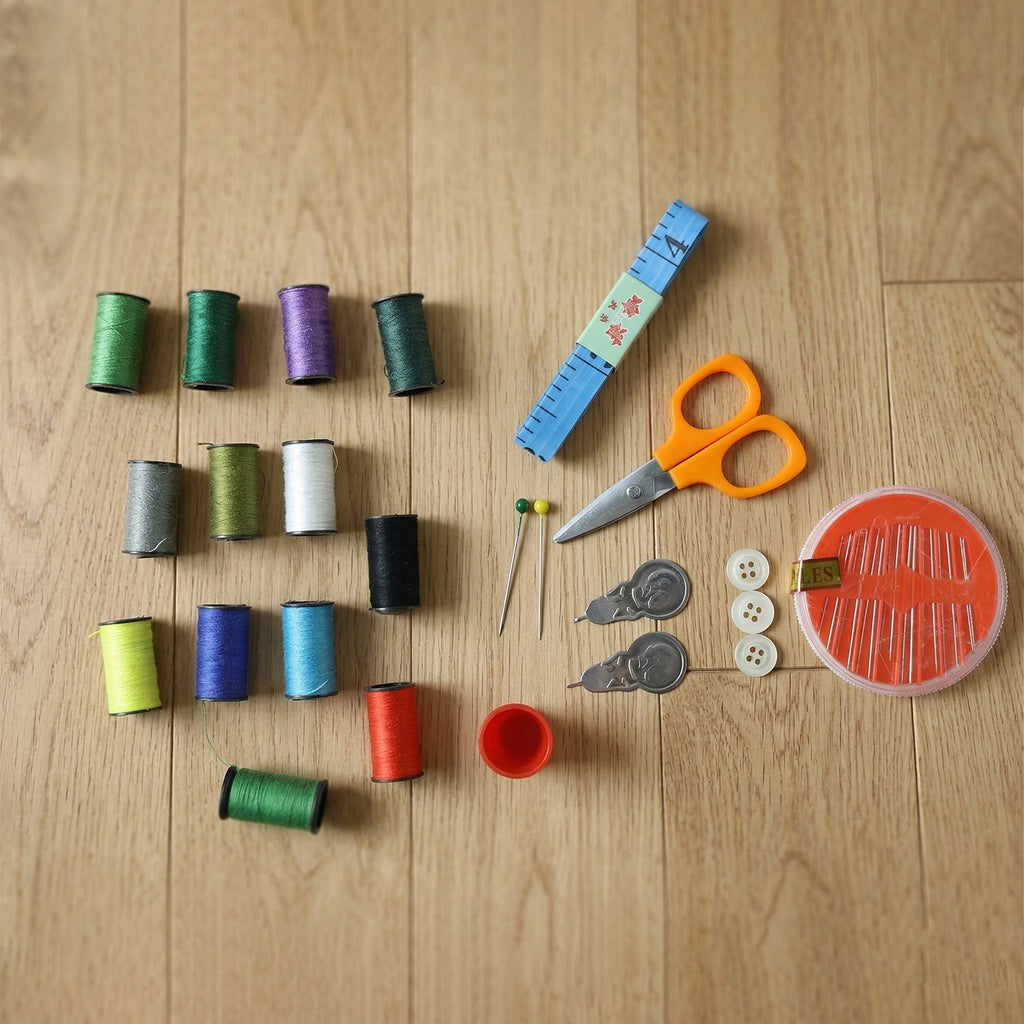 Purse-sized mini sewing kit, compact and easy to carry for quick fixes.
