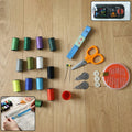 Compact 33-piece mini sewing kit with a durable zipper case, displayed closed.