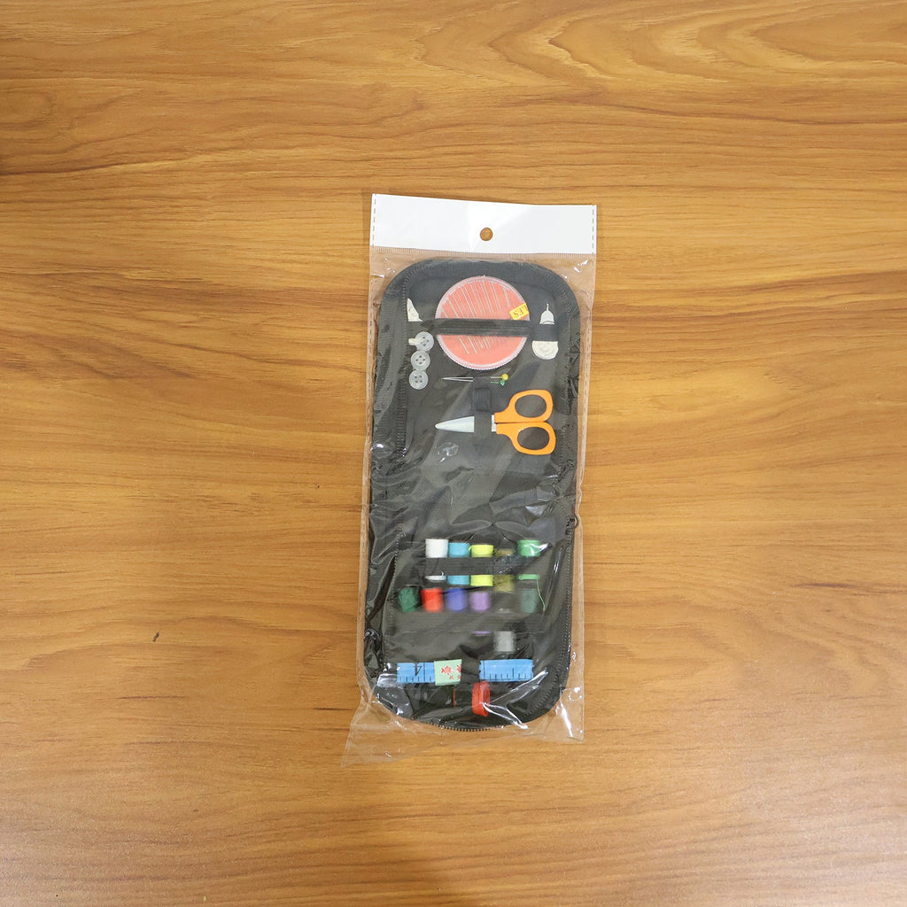 33-piece purse sewing set for travel, showcasing its organized contents.