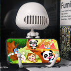 USB rechargeable mini fan featuring LED star projector with decorative lighting
