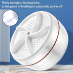 Underside of the travel-friendly mini washer, showing the strong suction cup base for stability.