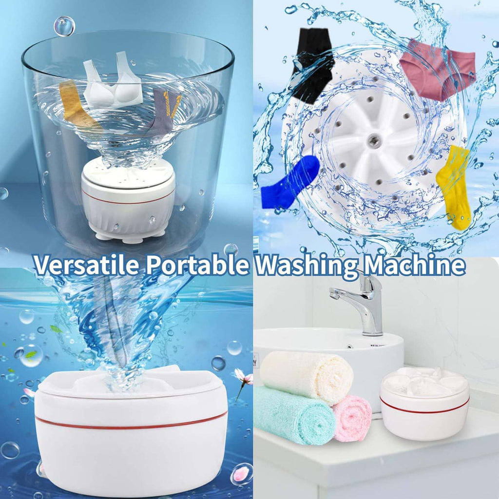 The USB turbo washer placed in a basin, ideal for cleaning small items like underwear and socks.