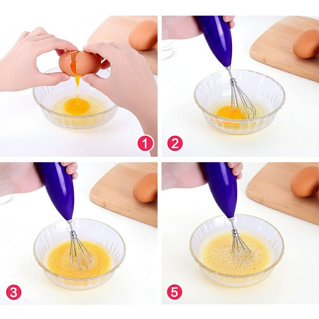 Ergonomic handheld milk whisk for coffee and tea