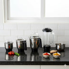 Stainless steel jars of the 1 HP mixer grinder for efficient grinding