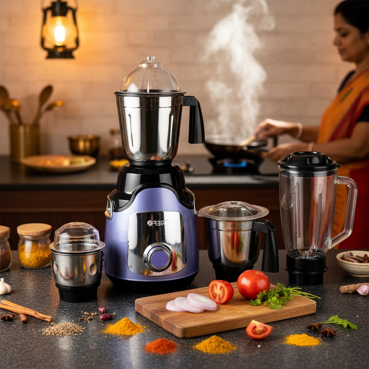 Multi-speed control knob on 1 HP mixer grinder for precise grinding control