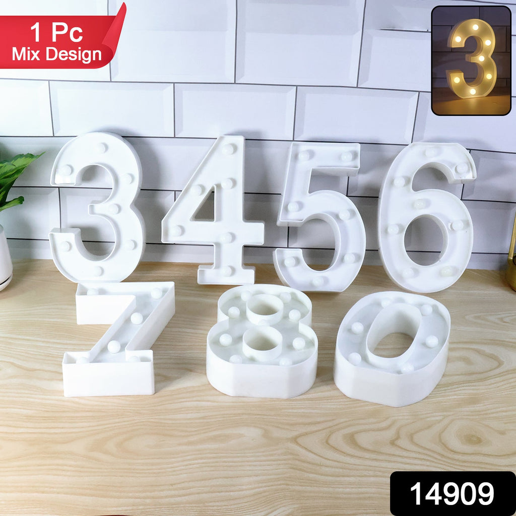 Decorative number lights with battery operated LED bulbs for ambient lighting