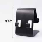 Fully collapsed black foldable metal mobile stand