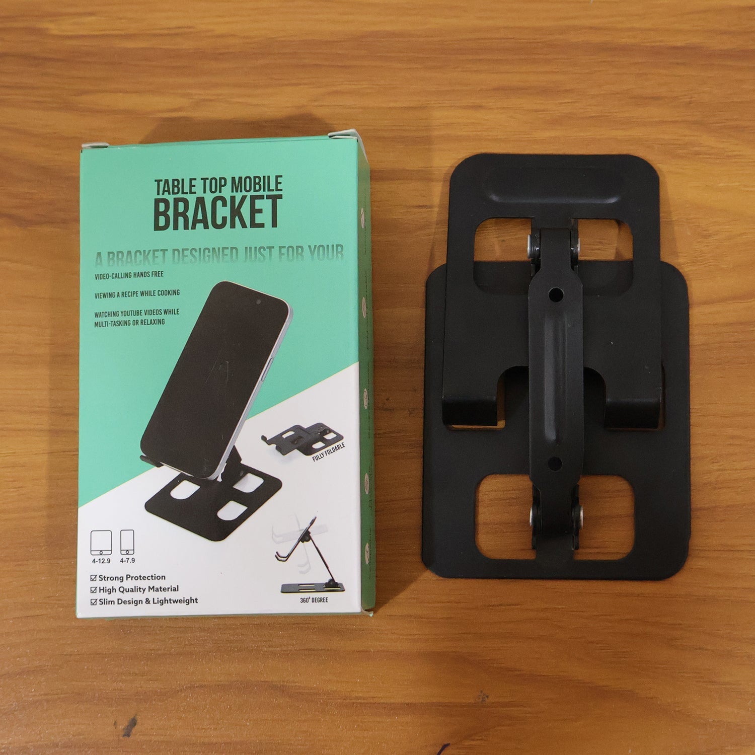 Camera angle showing foldable mobile stand
