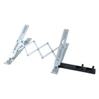 Foldable aluminium laptop stand supporting ergonomic setup