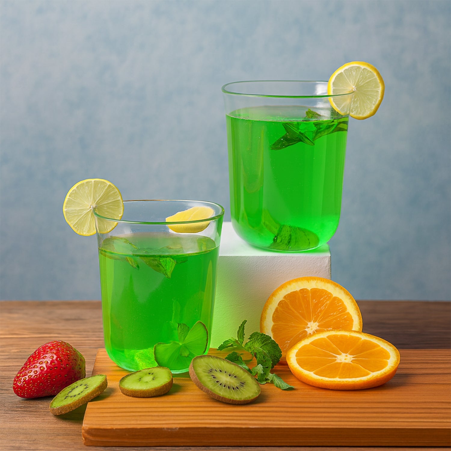 Six lightweight plastic mojito glasses ready for cocktails