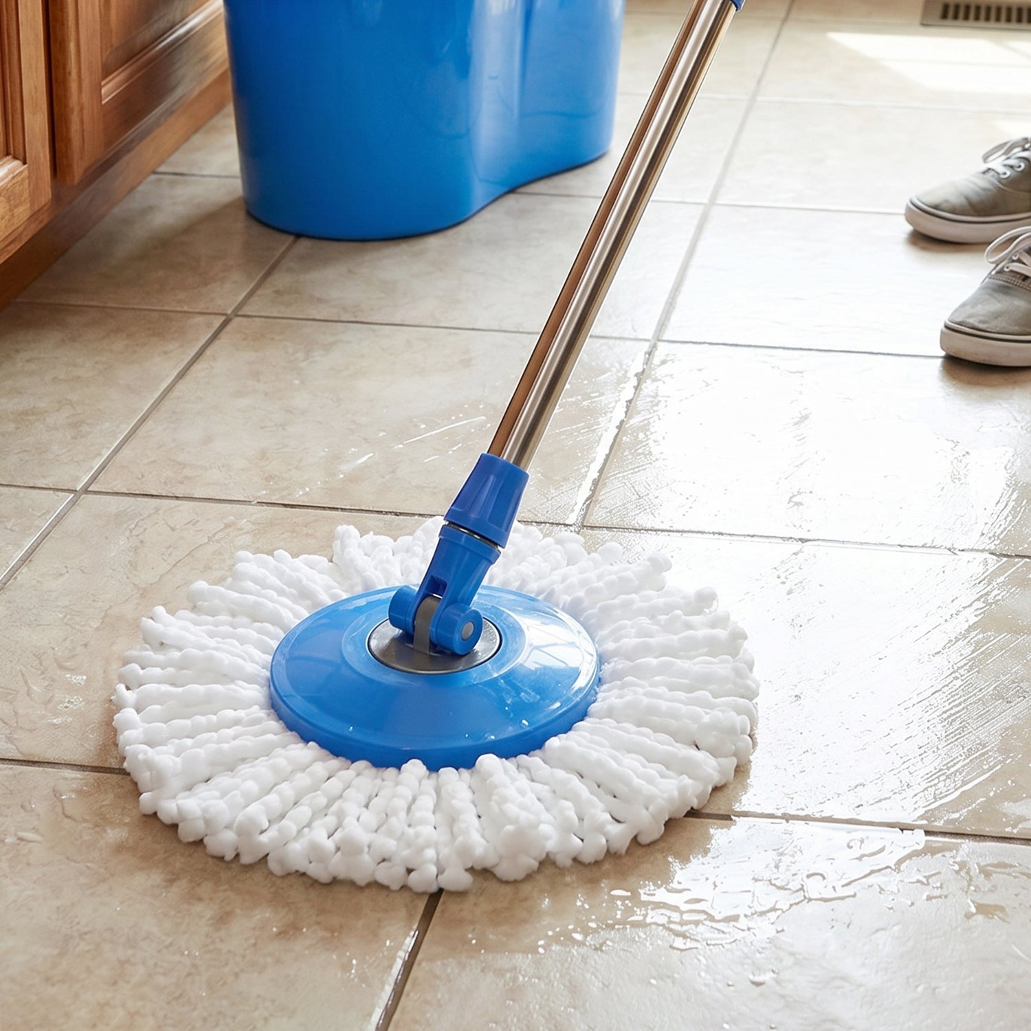 Efficient 360¡ rotating mop head for thorough cleaning