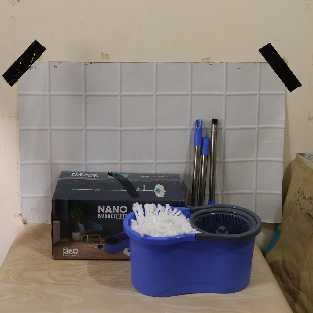 Complete spin mop set with bucket for home and office cleaning