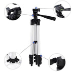 An adjustable height camera tripod from Gambit featuring a flexible 3-way pan head.