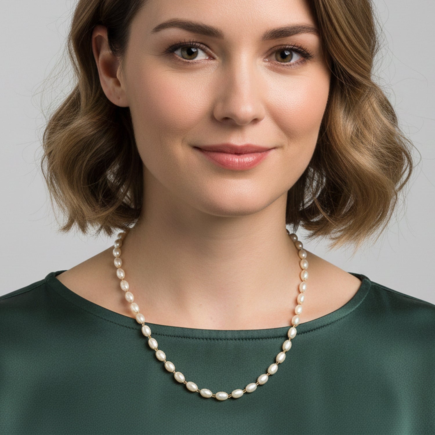 Festive pearl necklace with golden chain accent for women