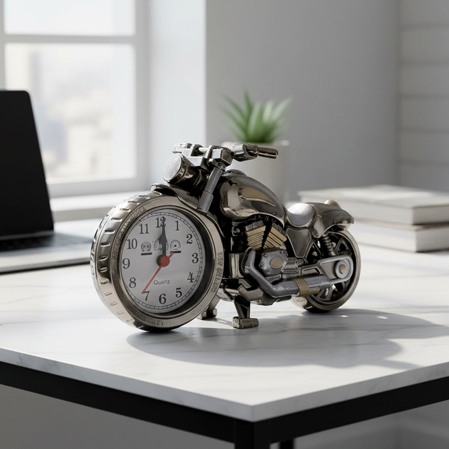 Decorative motorcycle motorbike alarm clock as home decor item