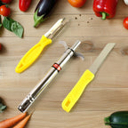 Full view of Mishra's LPG kitchen combo set including peeler and knife