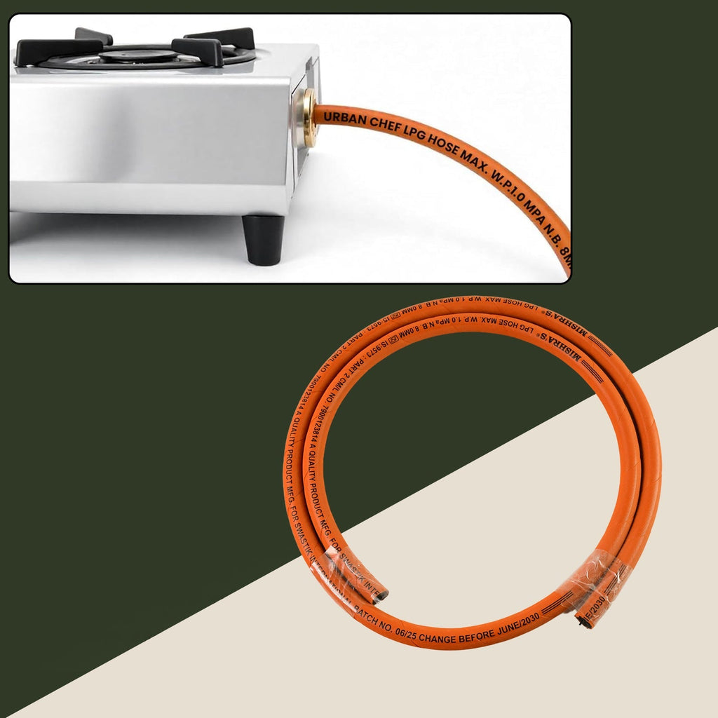 Mishra's LPG combo set components arranged for kitchen safety
