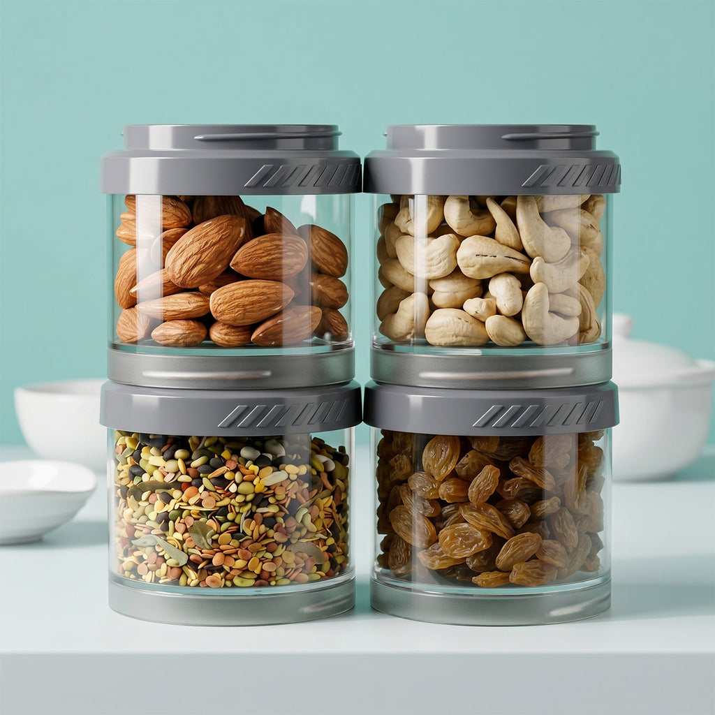 Airtight space saving kitchen storage jars