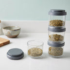 Transparent, stackable kitchen storage jars set