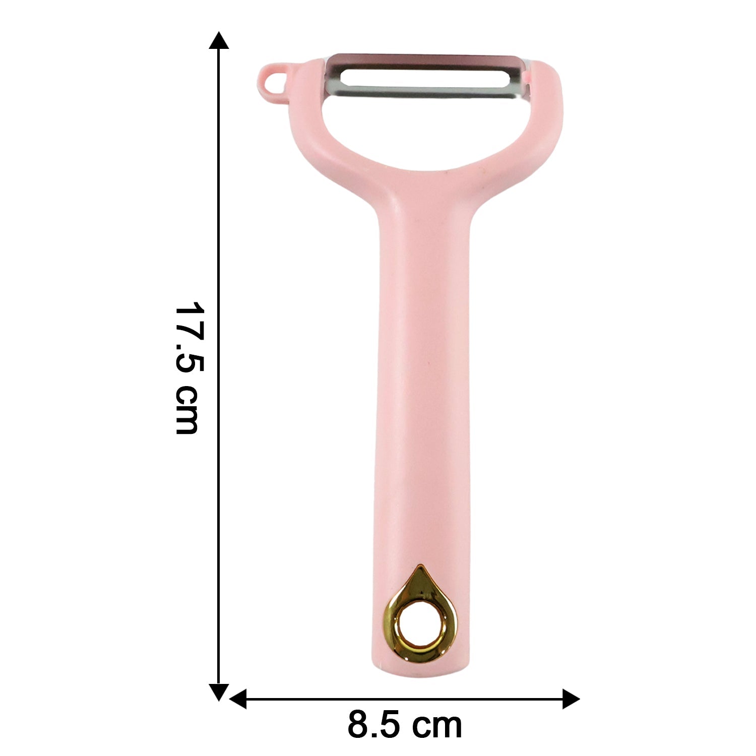 Size comparison of vegetable and fruit peeler highlighting ergonomic design