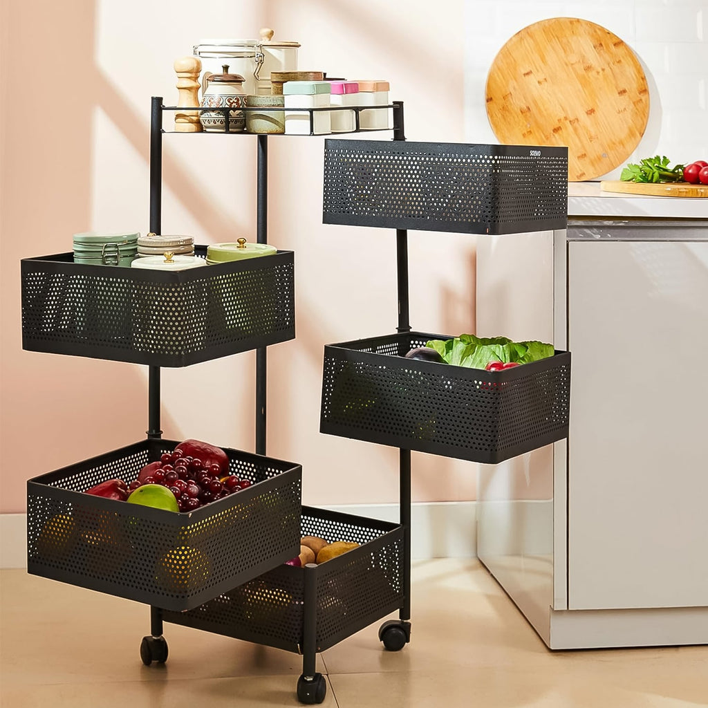 Heavy duty mesh storage trolley ideal for kitchen and household organization
