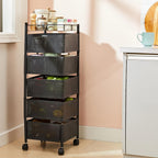Multipurpose rolling kitchen storage trolley with 360-degree swivel wheels