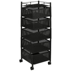 Black metal kitchen organizer trolley perfect for pantry and bathroom storage