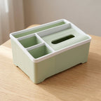 Plastic organizer box with tissue compartments
