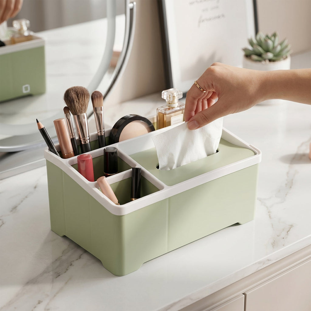 Plastic organizer box for desk or vanity