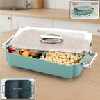 4 compartment plastic food storage container with transparent lid and side handles