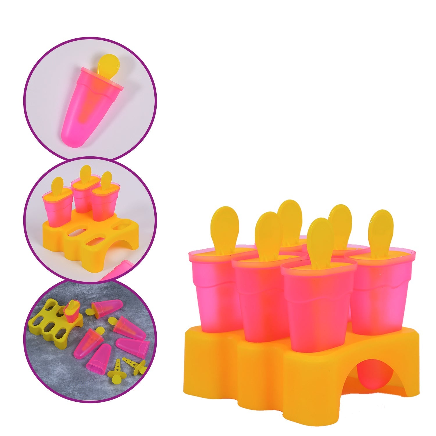 Complete 6-piece BPA-free kulfi maker mould set for homemade Indian frozen desserts.