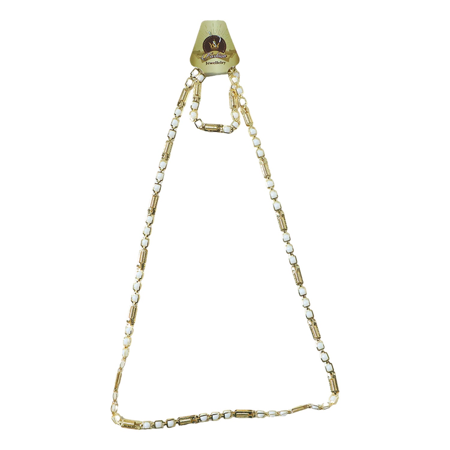 Stylish design necklace in gold tone with embedded stones