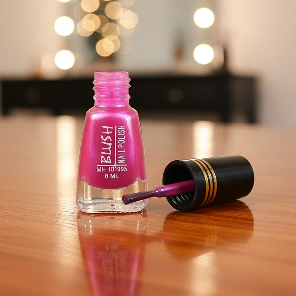 Premium clear blush nail polish bottle with precision brush for smooth application