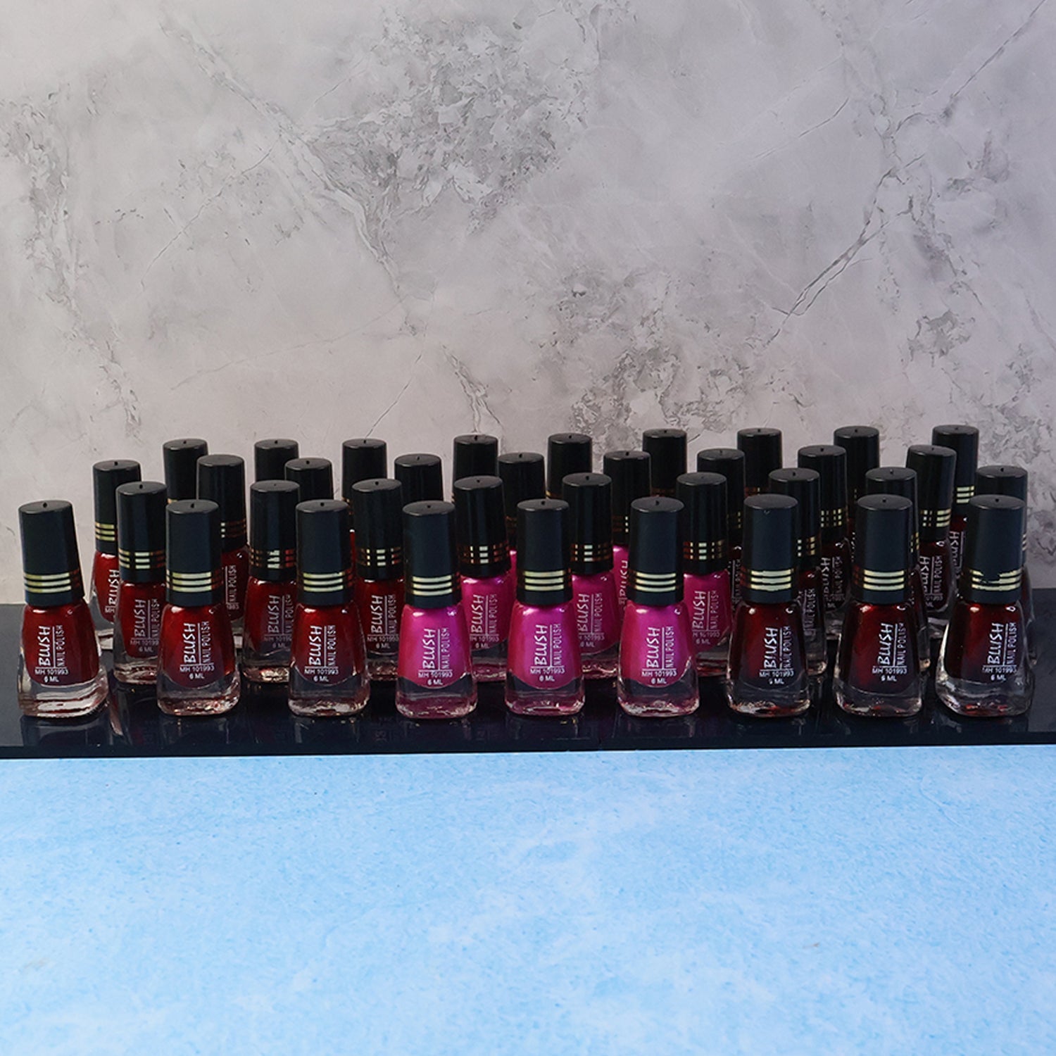 Metallic-effect clear blush nail polish in vibrant color shade