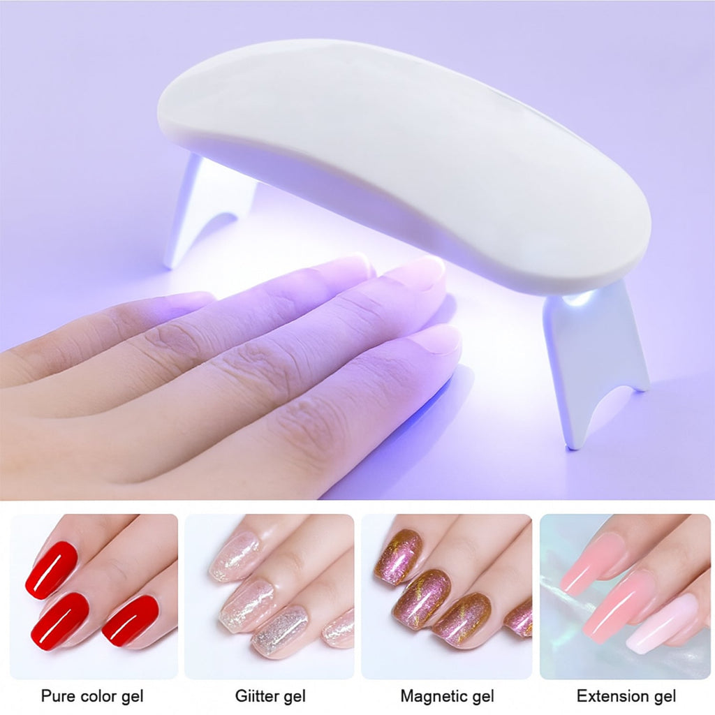 Angled view of mini UV LED nail lamp with USB power