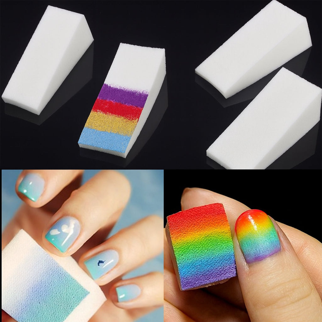 Top view of 10 pcs nail polishing sponge set for nail care