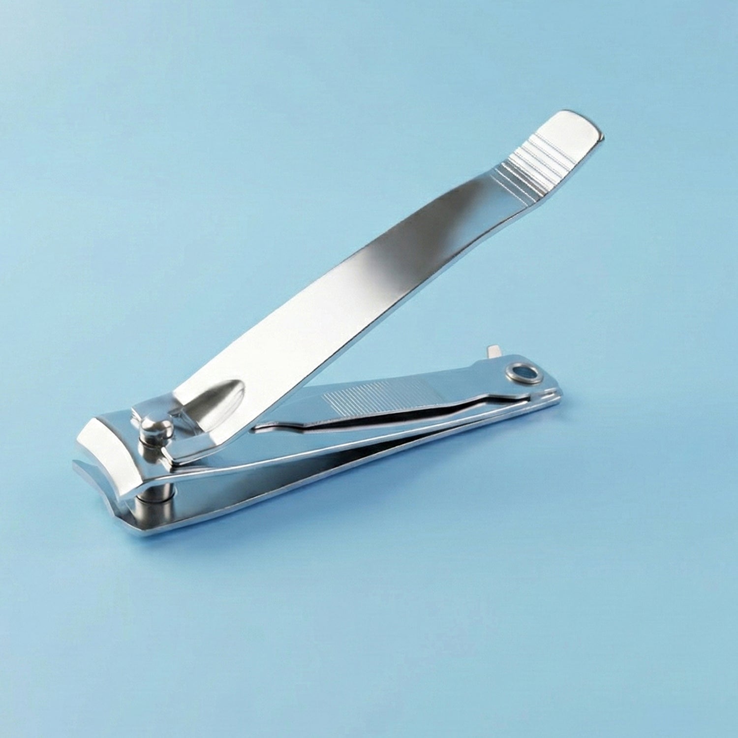 Stainless steel nail cutter showing lever mechanism and sharp edges