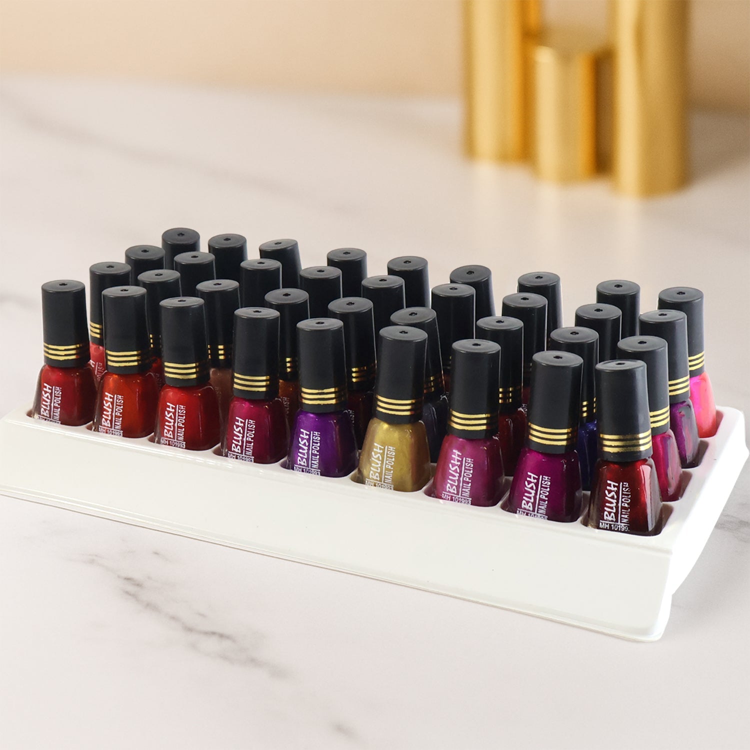 Various dark mini nail polish bottles for quick-dry glitter nail colour