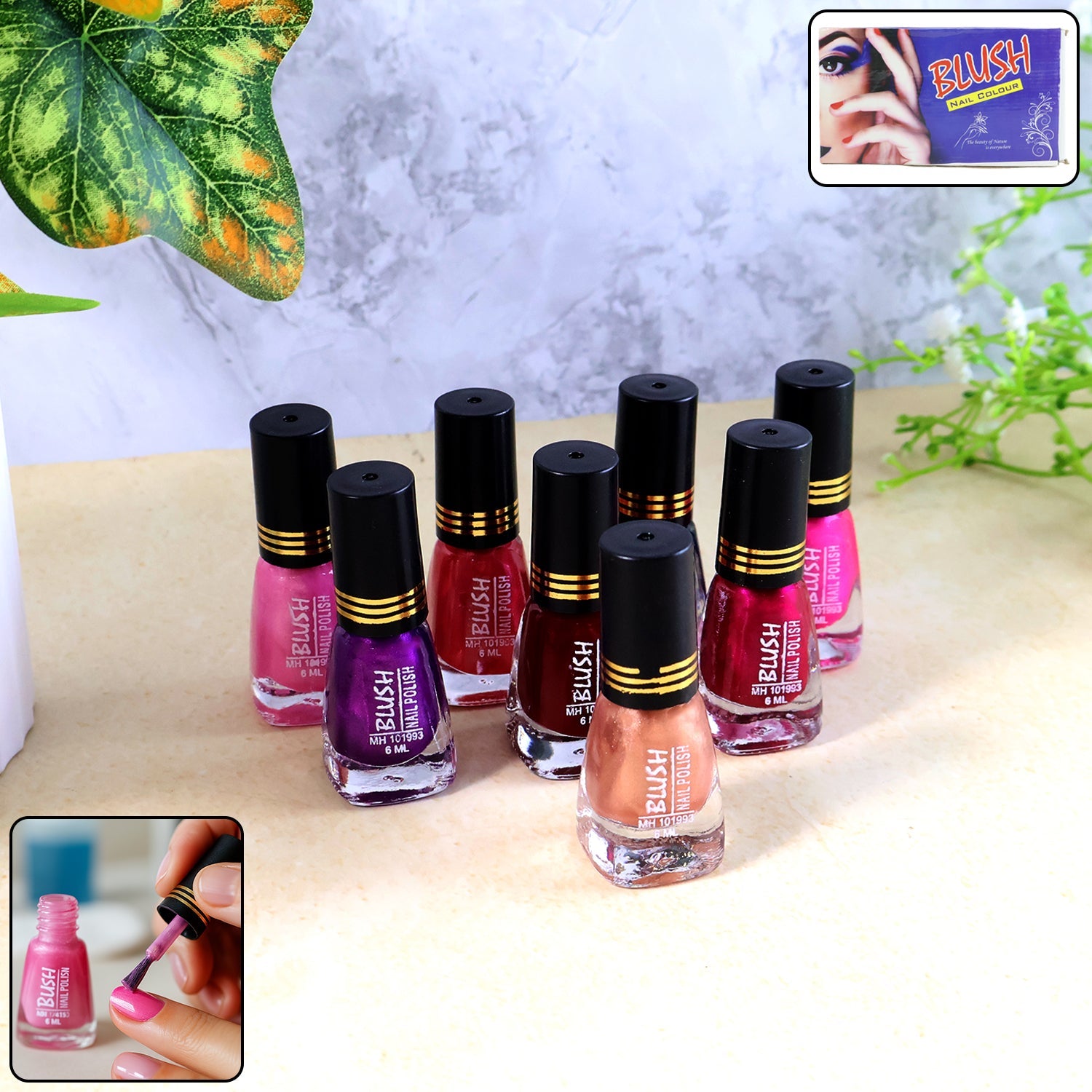 Dark mini nail polish bottle with glitter finish in assorted colours