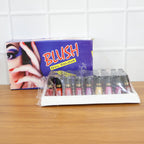 Live image showing glitter finish on nails using dark mini nail polish