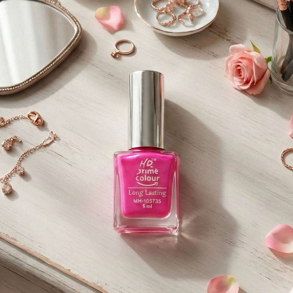 Glossy finish on nails using quick-dry long-lasting nail colour